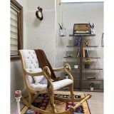 Vintage Sallanan Sandalye, Krem, Ahşap, Naturel Ayak