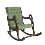 Vintage Sallanan Sandalye, Yeşil, Ahşap, Ceviz Ayak