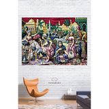 Vintage Serisi Kahveci Güzeller Duvar Halısı Duvar Örtüsü Wall Tapestry - 140 x 100 cm