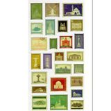 Vintage Sticker Pul Retro Style Kabartmalı Stiker Çıkartma Etiket 9X17 Cm - Tarihi Mekanlar Cami Kilise Pul Mektup