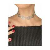 Vintage Takıhane Geometrik Spiral Formlu Tasma Kolye Choker / Retro Modern Stil İkili Halka Geçişli Tasma Choker