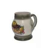 Vintage Tankart Hasat Zamanı Temalı Alman Seramik Bira Bardağı 13,5Cm