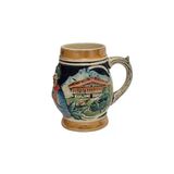 Vintage Tankart Kabartma İnsan Ve Doğa Tasfirli Alman Seramik Bira Bardağı 9,5Cm 002