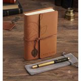 Vintage Tasarım Deri Defter Ve Özel İsim Yazılı Metal Kalem Seti