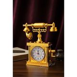 Vintage Telefon Model Nostaljik Dekoratif Masa Saati Gold Çalar Saat Altın, 7480000717325 - Çok Renkli