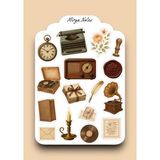 Vintage Temalı Sticker - Etiket - Çıkartma Bullet Journal, Ajanda, Planner, Günlük Için Uygun Set