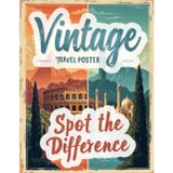 Vintage Travel Poster Spot the Difference: 30 Colored Large Print Picture Puzzles with 330 Differences to find! Country and City Retro Art deco around ... Paris. Perfect for Adults, Teens and Seniors