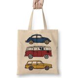 Vintage Volkswagen Bez Çanta Uzun Saplı - Açık Bej - 40 X 40