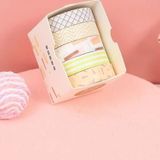 Vintage Washi Tape Bant Baskılı Yapışkanlı Maskeleme Kağıdı Desenli Bant 5 Li - Geometrik N1