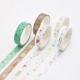 Vintage Washi Tape Bant Baskılı Yapışkanlı Maskeleme Kağıdı Sevimli Desenli Bant 5 Li - Geometri