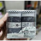 Vintage Washi Tape Bant Siyah Beyaz Yapışkanlı Maskeleme Kağıdı Desenli Bant 10 Lu -Formül Para