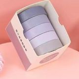 Vintage Washi Tape Bant Yapışkanlı Maskeleme Kağıdı Renkli Bant 5 Li - Mor Tonları N1