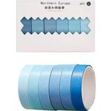 Vintage Washi Tape Bant Yapışkanlı Maskeleme Kağıdı Renkli Bant 6 Lı - Mavi Tonları
