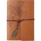 Vintage Yaprak Motifli Pu Deri Defter – 80 Sayfa Çizgisiz Günlük, 14.5X10.5 Cm, Yaprak Şeklinde Metal Kapatmalı Retro Ajanda & Not Defteri, Seyahat Defteri, Travel Journal - Kahverengi