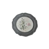 Vintage Zınn Çerçeveli Dekoratif 3 Renkli Menekşetemalı Duvar Tabağı 10Cm 008
