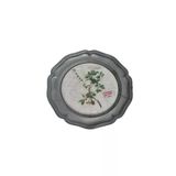 Vintage Zınn Çerçeveli Dekoratif Alıç Bitkisi Temalı Duvar Tabağı 10Cm 013