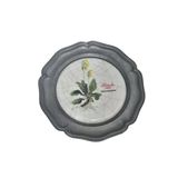 Vintage Zınn Çerçeveli Dekoratif Bahar Çuha Çiçeği Temalı Duvar Tabağı 10Cm 003