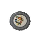 Vintage Zınn Çerçeveli Dekoratif Çiçek Temalı Duvar Tabağı 10Cm 006