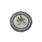 Vintage Zınn Çerçeveli Dekoratif Çiçek Temalı Duvar Tabağı 10Cm 009
