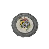 Vintage Zınn Çerçeveli Dekoratif Çiçek Temalı Duvar Tabağı 10Cm 012
