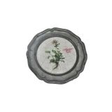 Vintage Zınn Çerçeveli Dekoratif Pulmonaria Officinalis Bitkisi Temalı Duvar Tabağı 10Cm 007