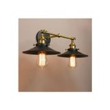 VİNTAGE,RETRO,RUSTİK MAFSALLI MATT ALTIN KAPLAMA 2XE27 SİYAH METAL APLİK ŞAPKA ÇAP:23CM