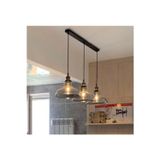VİNTAGE,RUSTİK 3XE27 MASA ÜSTÜ CAM BAŞLIK SARKIT AVİZE TABAN UZUNLUĞU:60CM CAM ÇAP:20CM