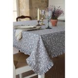 vintagetasarım masa örtüsü gri çiçekli fırfırlı vintage 140x120cm