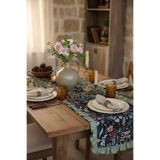 vintagetasarım Runner Çiçekli Fırfırlı Vintage Duck Keten 40x130cm