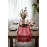 vintagetasarım runner kareli fırfırlı vintage kırmızı duck keten 40x130