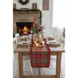 vintagetasarım yılbaşı konsepti runner kareli fırfırlı duck keten 40x130cm