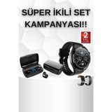 Vintessy Kablosuz Bluetooth Kulaklık ve Kordon Hediyeli Akıllı Saat Nabız Ölçer Uzun Pil Ömrü - Standart
