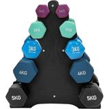 Vinyl Dambıl Seti ve Ağırlık Rack Standı - Çok Renkli