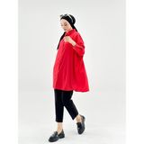 Vio Shine Vıoshıne Kadın Oversize Saten Gömlek - Kırmızı - Standart