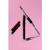 VIOLA BEAUTY 1 Adet Spatulalı Çift Uçlu Jel Fırçası Siyah Paslanmaz Çelik UV Polygel Tırnak Fırçası Çift Taraflı