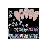 VIOLA BEAUTY 60 Adet 3D Çiçek Tırnak Takıları 30 Gül 30 Kelebek Nail Art 1 Kutu Tırnak Süsleme Takıları