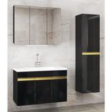Viola3-Asgold 100 +35 Cm Seramik Lavabolu Banyo Dolabı Seti, Boy Dolaplı Banyo Dolabı