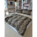 Violacasa Çift Taraflı Welsoft Yorgan Seti Bej-Leopar Çift Kişilik 195 x 215 cm Yumuşak Silikon Elyaf