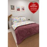 Violacasa Dried Rose Çift Kişilik Welsoft Pufidik Uyku Seti (LASTİKLİ ÇARŞAFLI)