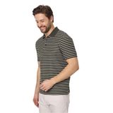 Violes Erkek Çizgili Slim Fit%100 Pamuk Haki Polo Yaka Tişört Haki 2XL