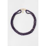 Violet 18 Ayar Sarı Altın Kaplama 43 Cm Gümüş Ametist Kolye