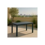 Violet 6 Kişilik Antrasit Rattan Görünümlü Camlı Bahçe Masası 80X140
