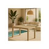 Violet 6 Kişilik Capuccino Rattan Görünümlü Camlı Bahçe Masası 80X140