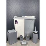 Violet 6 Parça Kirli Çamaşır Sepeti- Wc Banyo Set, Violet 6 Parça Lüx Çeyiz Seti - Gri