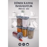 Violet Döner Kapaklı Baharatlık Seti 350 cc 6'lı Baharatlık - Siyah - 350 ml