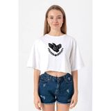 Violet Evergarden Anime CH Postal Company Logo Beyaz Kadın Crop Tshirt
