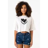 Violet Evergarden Anime CH Postal Company Logo Beyaz Kırçıllı Kadın Crop Tshirt