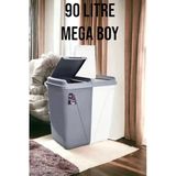 Violet İkili Çamaşır Sepeti, 90 Litre (45+45 Lt), Gri Beyaz, Colormatik Bölmeli