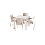 Violet Mevsim 90*90 Raddan Trend Lüx Camlı Masa Takımı 4 Sandalyeli Capuccino