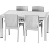 Violet Rattan 4'lü Camlı Bahçe Mobilyası Oturma Grubu - Beyaz